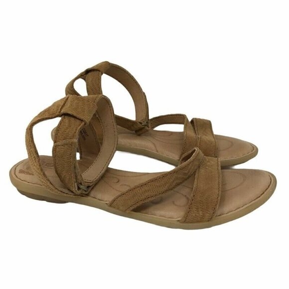 Born August Ankle Strap Flat Sandals Brown 6 - Picture 1 of 10